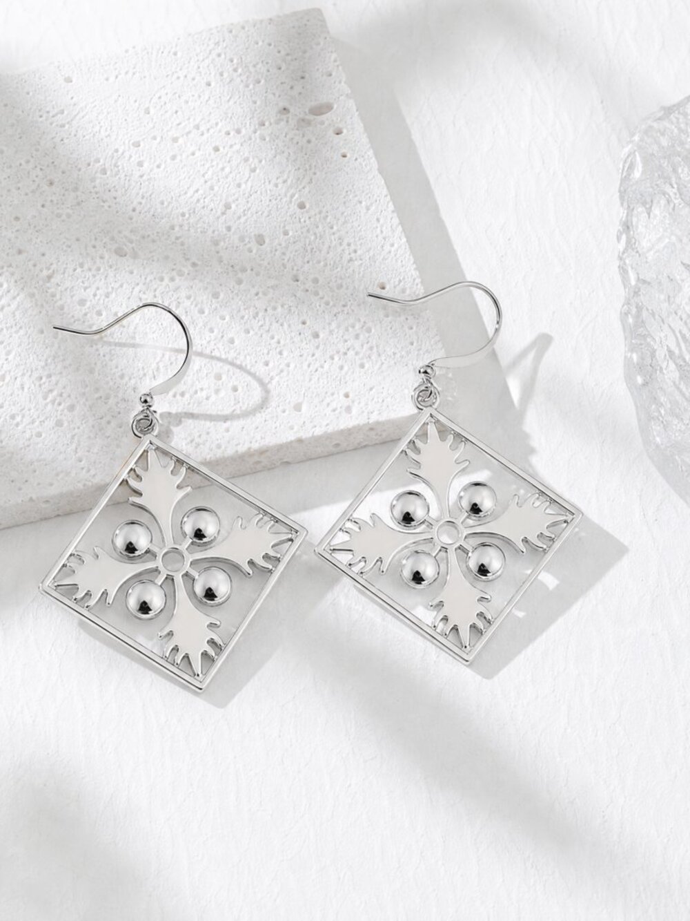 Large Silver Ulu Quilt earrings